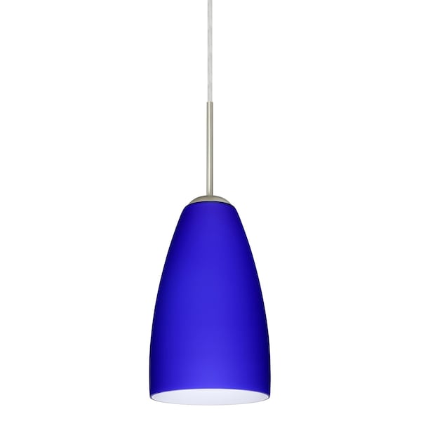 Besa Lighting Riva 9 Cord Pendant, Cobalt Blue Matte, Satin Nickel Finish, 1x75W Incandescent 1JT-1511CM-SN - main